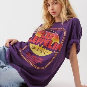 Urban Outfitters Led Zeppelin Wembley Stadium Purple Graphic Tee Shirt Dress